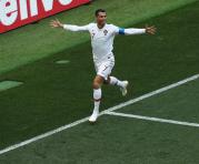 Cristiano Ronaldo celebra el gol de Portugal ante Marruecos