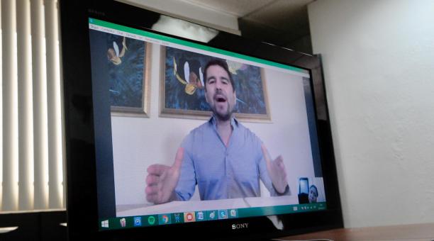 Dalo Bucaram dio una conferencia de prensa vía Skype, desde Estados Unidos.