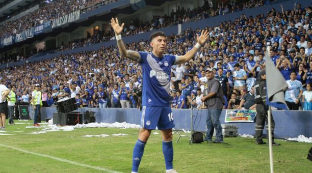 Joao Rojas durante la "Explosión Azul" en el estadio George Capwell en el 2020 en donde enfrentó a Liga de Portoviejo. Foto: Archivo / EL COMERCIO.