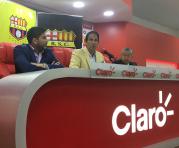 José Francisco Cevallos (centro), en conferencia de prensa, en Quito. Foto: Twitter Barcelona SC