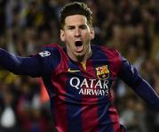 Lionel Messi festejando un gol con el FC Barcelona