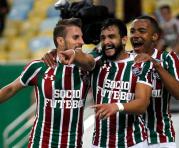 Henrique Dourado (de barba) fue una de las figuras del Fluminense ante Vitória. Foto: Facebook del Flu