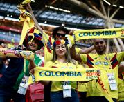Hinchas de Colombia ubicados en el estadio Kazan Arena para el compromiso ante Polonia
