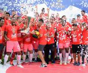 Jugadores de Liga de Quito celebran el título de la Copa Ecuador