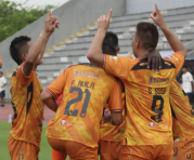 Jugadores de Libertad FC celebran un gol marcado en la LigaPro 2023. Foto: Facebook Libertad Fútbol CLUB.